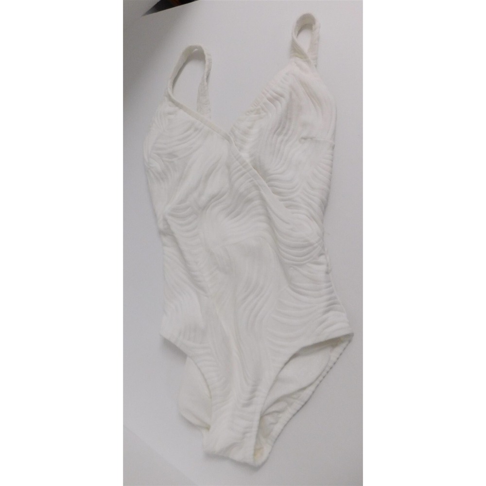 Gottex White Wave Pattern Bathing Swim Suit Israel sz 6